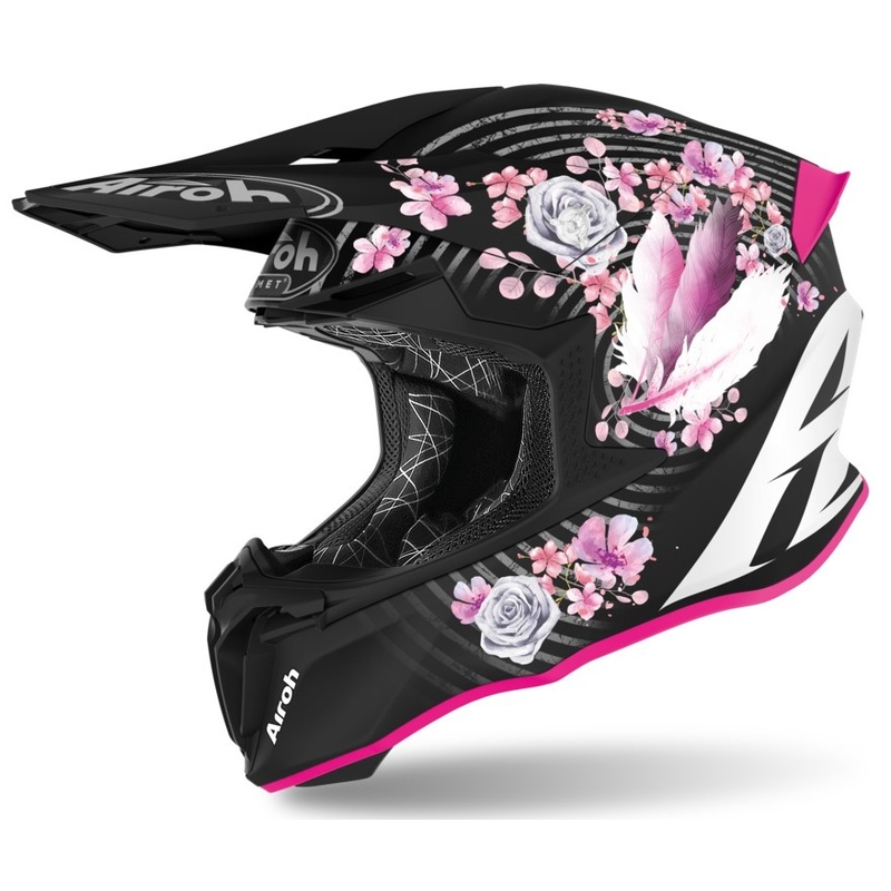 Casco da motocross Airoh Twist Mad nero e rosa