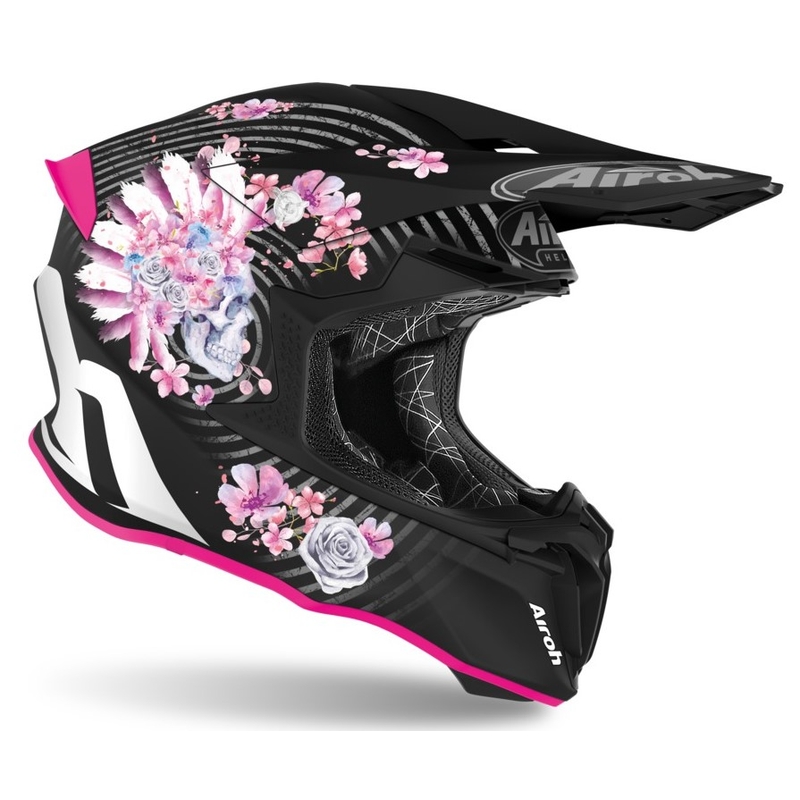 Casco da motocross Airoh Twist Mad nero e rosa