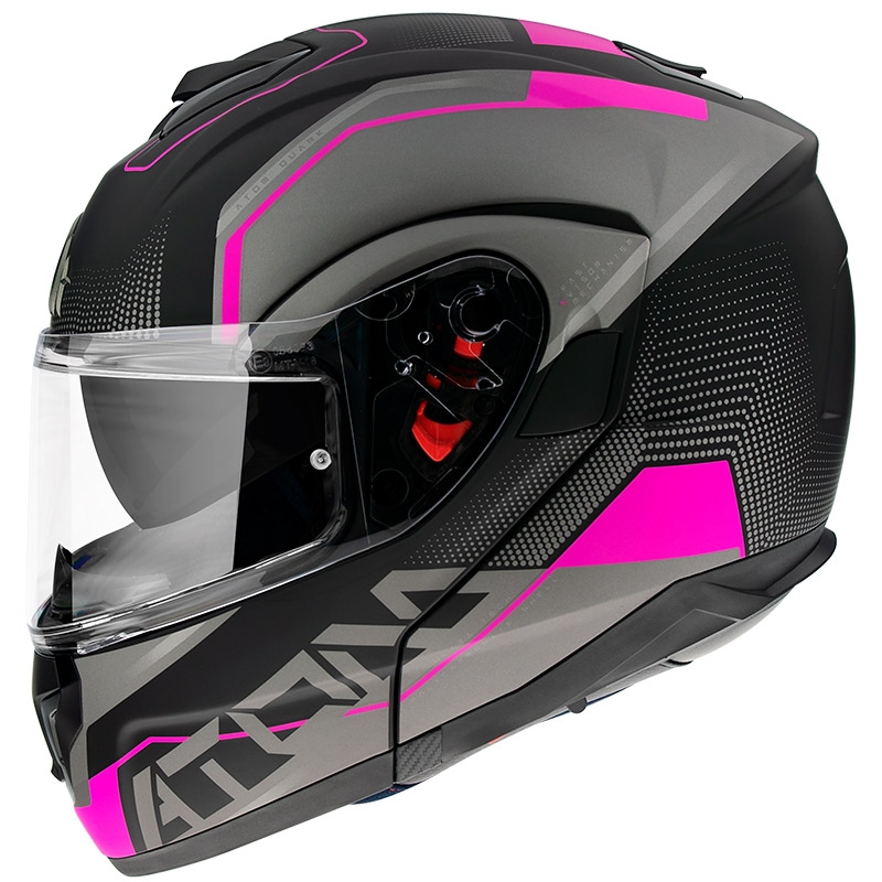 Casco da moto MT Atom SV Quark nero-grigio-rosa Saldi