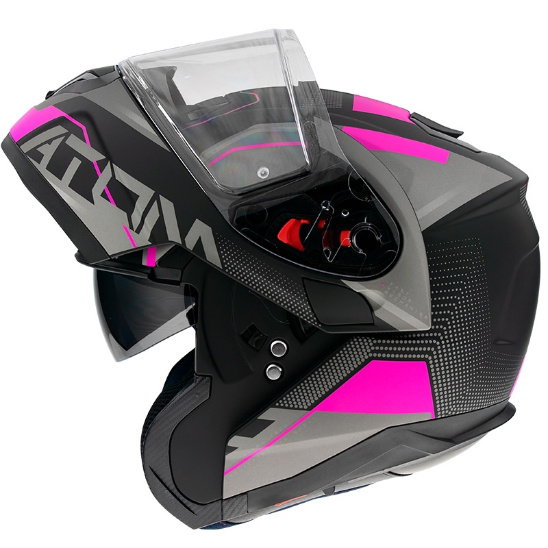 Casco da moto MT Atom SV Quark nero-grigio-rosa Saldi