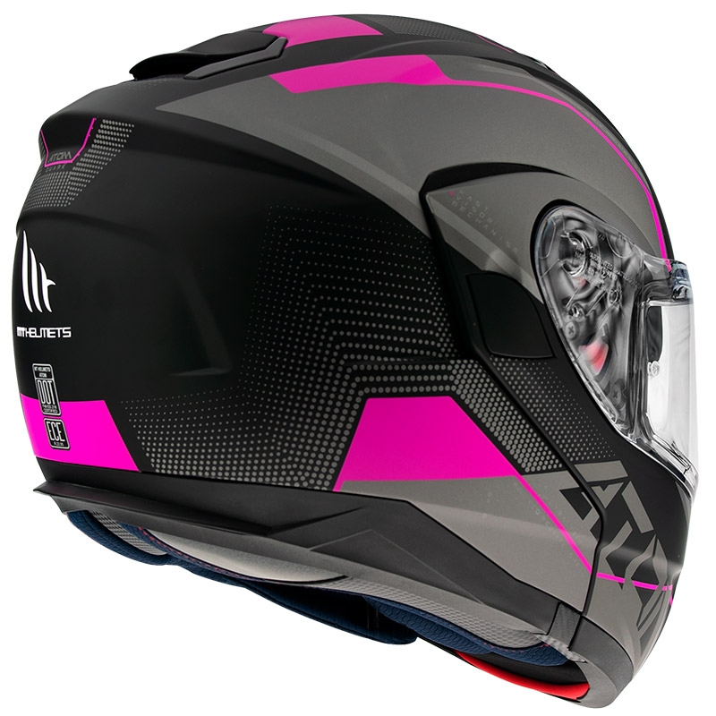 Casco da moto MT Atom SV Quark nero-grigio-rosa Saldi