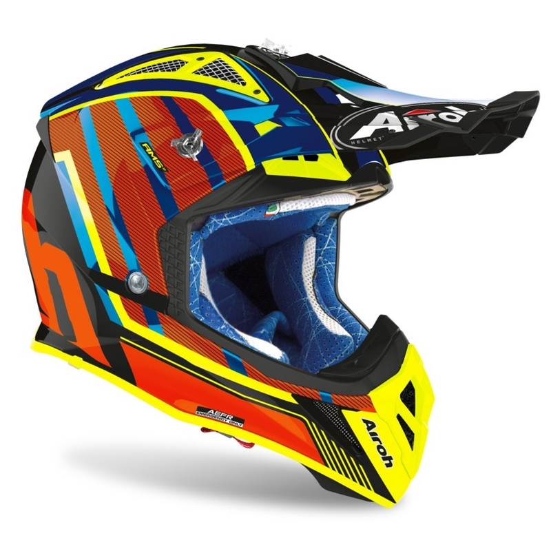 Motokrosová přilba Airoh Aviator Glow 2.3 AMS2 žluto-červeno-oranžová