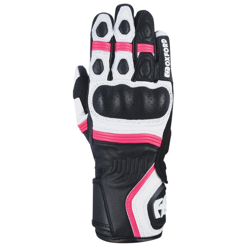 Guanti da moto Oxford RP-5 2.0 da donna, bianco-nero-rosa