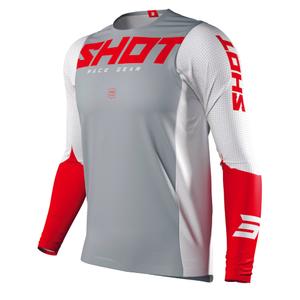 Maglia da motocross Shot Aerolite Airflow grigio-bianco-rosso Saldi