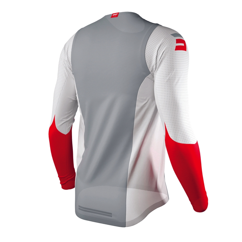 Maglia da motocross Shot Aerolite Airflow grigio-bianco-rosso Saldi