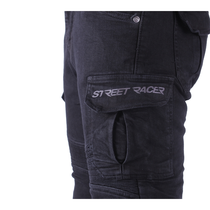 Jeans cropped Motorcycle Street Racer Cargo CE Nero