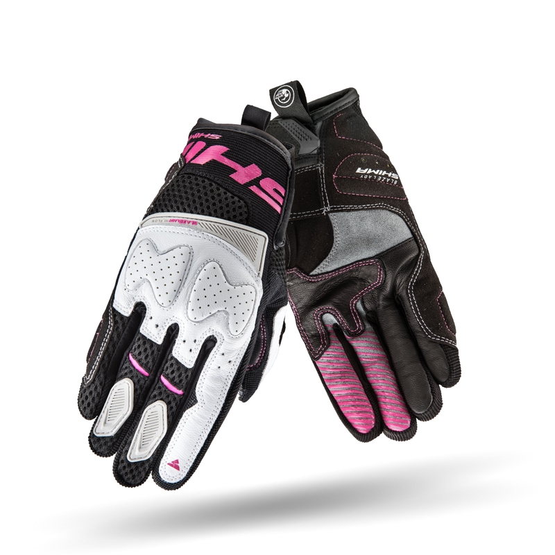 Guanti da moto Shima Blaze da donna, neri, bianchi e rosa Saldi