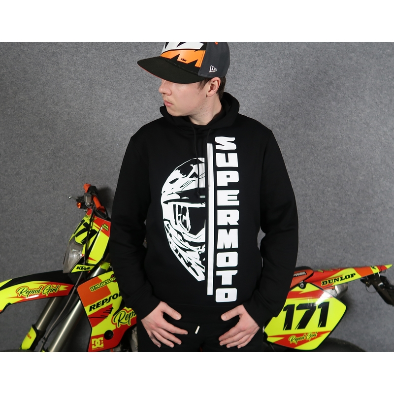Felpa con cappuccio da uomo SUPERMOTO nero