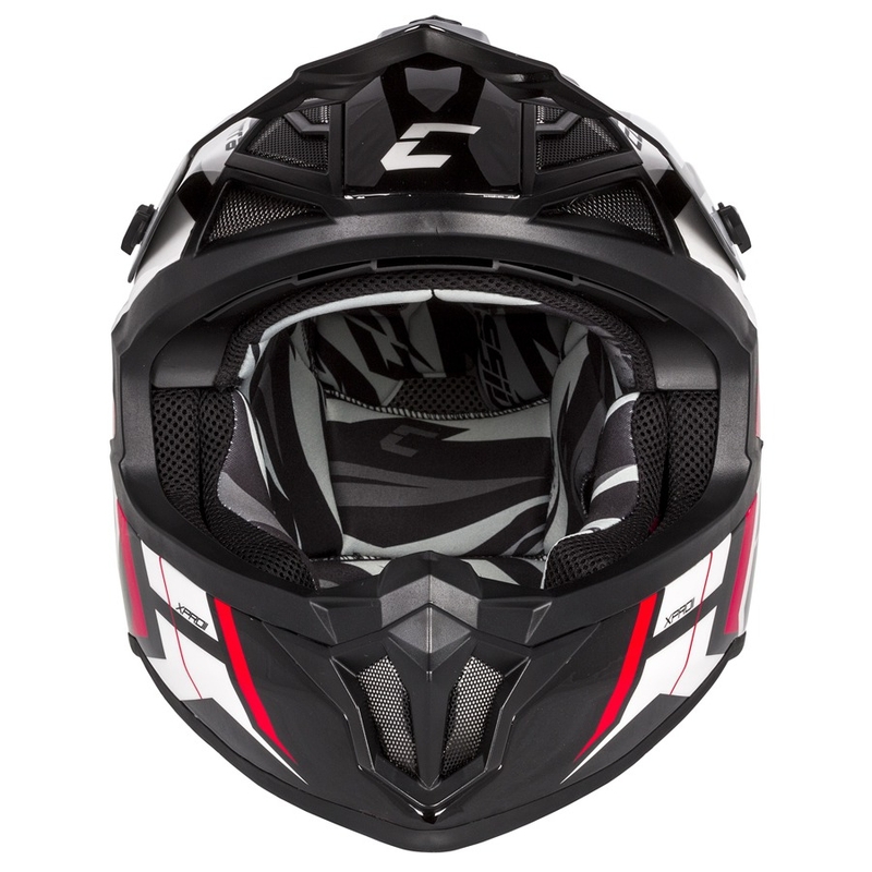 Casco da motocross Cassida Cross Pro II Contra bianco-rosso-nero