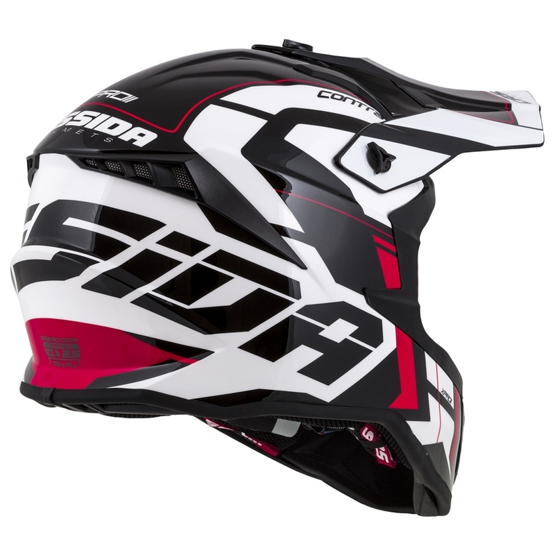 Casco da motocross Cassida Cross Pro II Contra bianco-rosso-nero