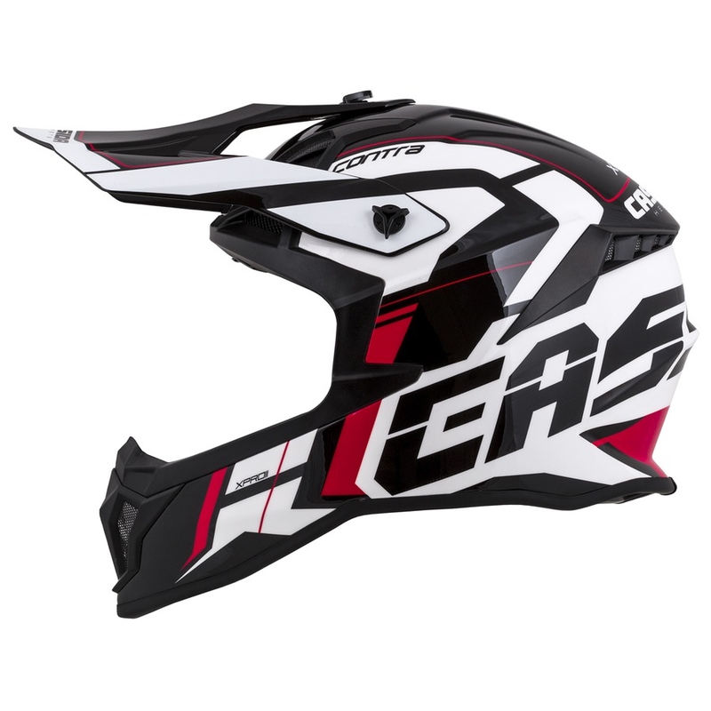 Casco da motocross Cassida Cross Pro II Contra bianco-rosso-nero
