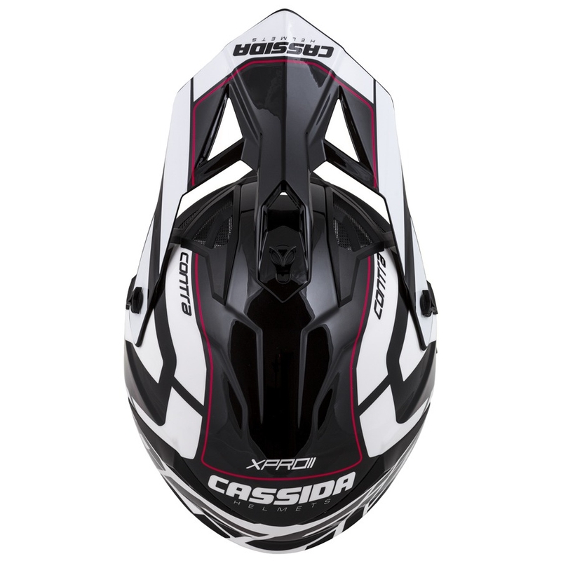 Casco da motocross Cassida Cross Pro II Contra bianco-rosso-nero