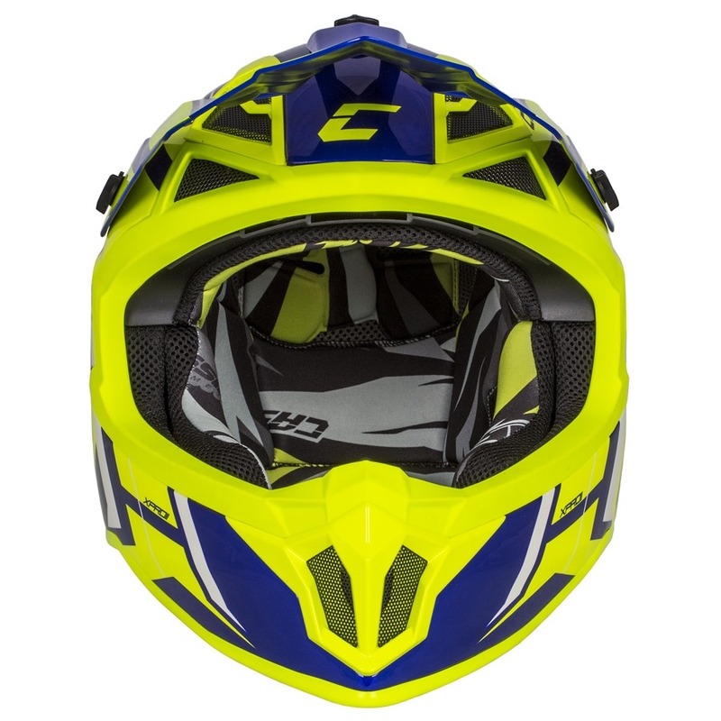 Casco da motocross Cassida Cross Pro II Contra giallo fluo-blu-bianco