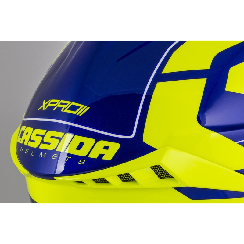 Casco da motocross Cassida Cross Pro II Contra giallo fluo-blu-bianco
