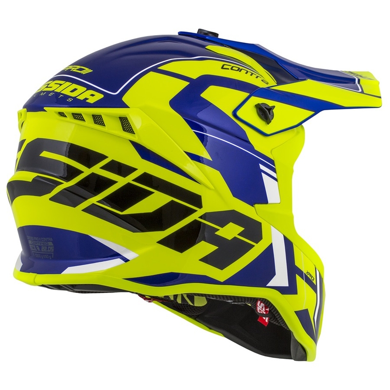 Casco da motocross Cassida Cross Pro II Contra giallo fluo-blu-bianco