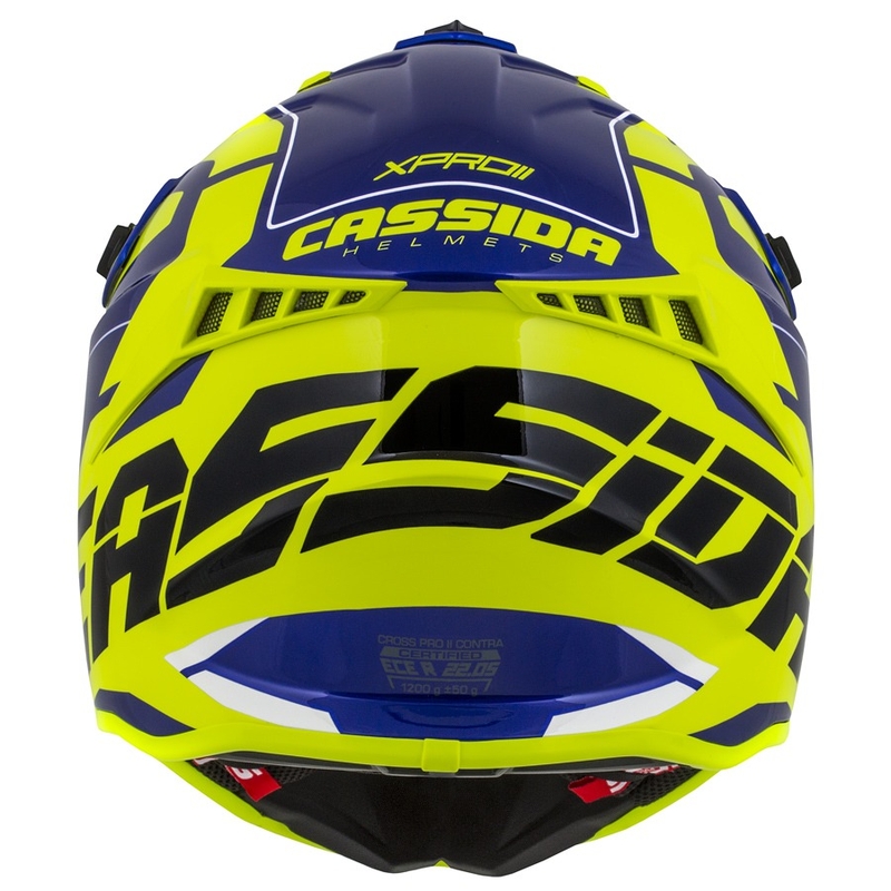 Casco da motocross Cassida Cross Pro II Contra giallo fluo-blu-bianco