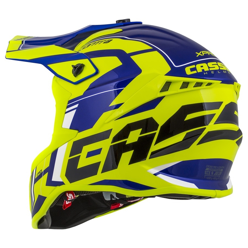 Casco da motocross Cassida Cross Pro II Contra giallo fluo-blu-bianco