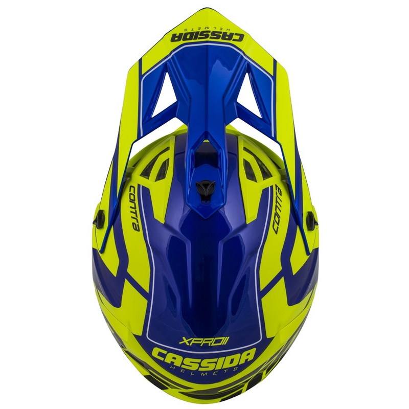Casco da motocross Cassida Cross Pro II Contra giallo fluo-blu-bianco