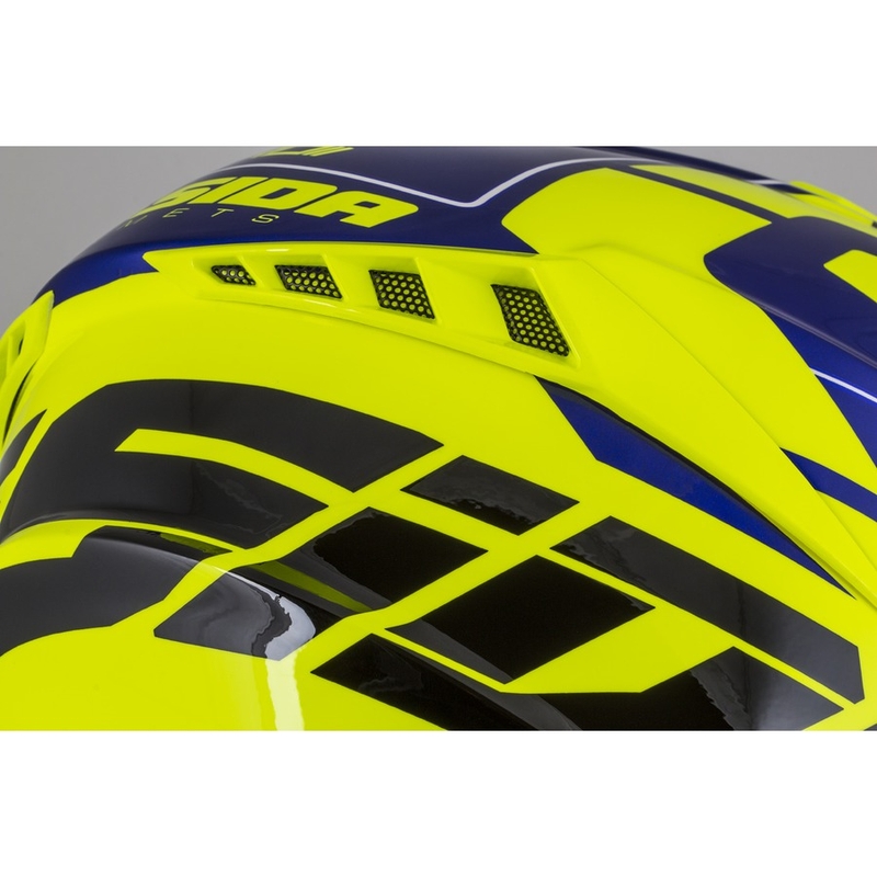 Casco da motocross Cassida Cross Pro II Contra giallo fluo-blu-bianco