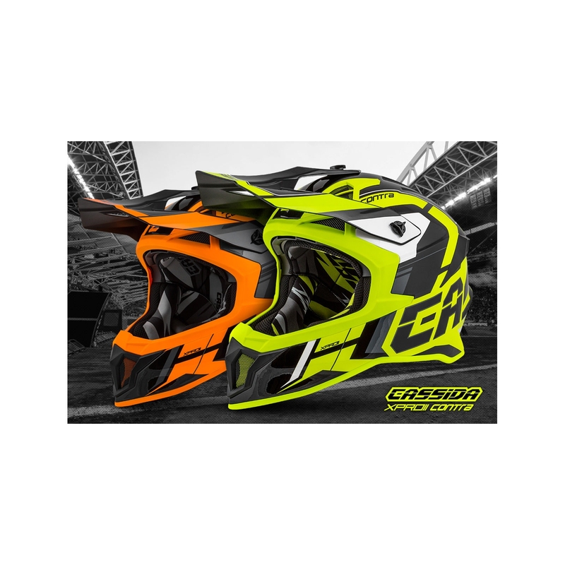 Casco da motocross Cassida Cross Pro II Contra giallo fluo-grigio-nero