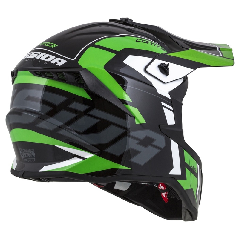 Motokrosová přilba Cassida Cross Pro II Contra černo-šedo-bílo-zelená