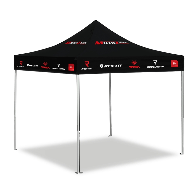 Tenda da corsa MotoZem senza pareti laterali, nera