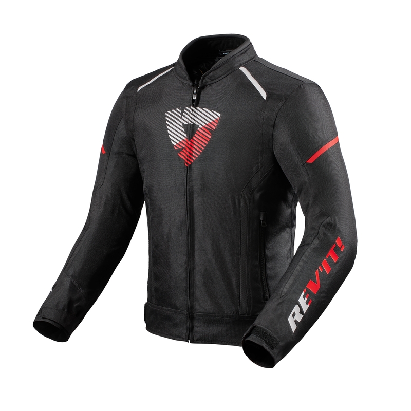 Giacca da moto Revit Sprint H2O nero-rosso fluo Saldi
