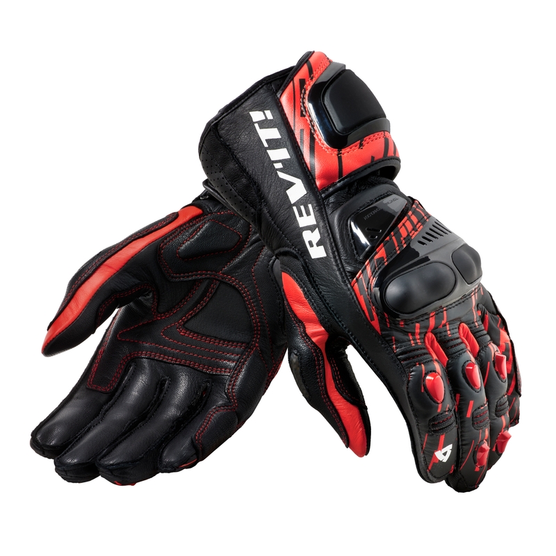 Guanti da moto Revit Quantum 2 nero-rosso fluo Saldi