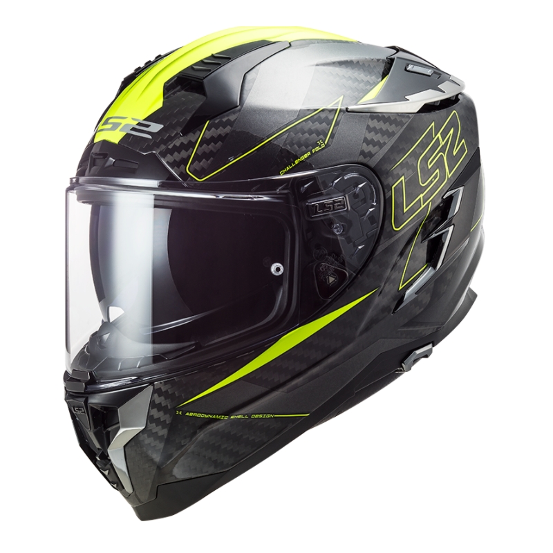 Casco moto integrale LS2 FF327 Challenger CT2 Fold nero-giallo fluo