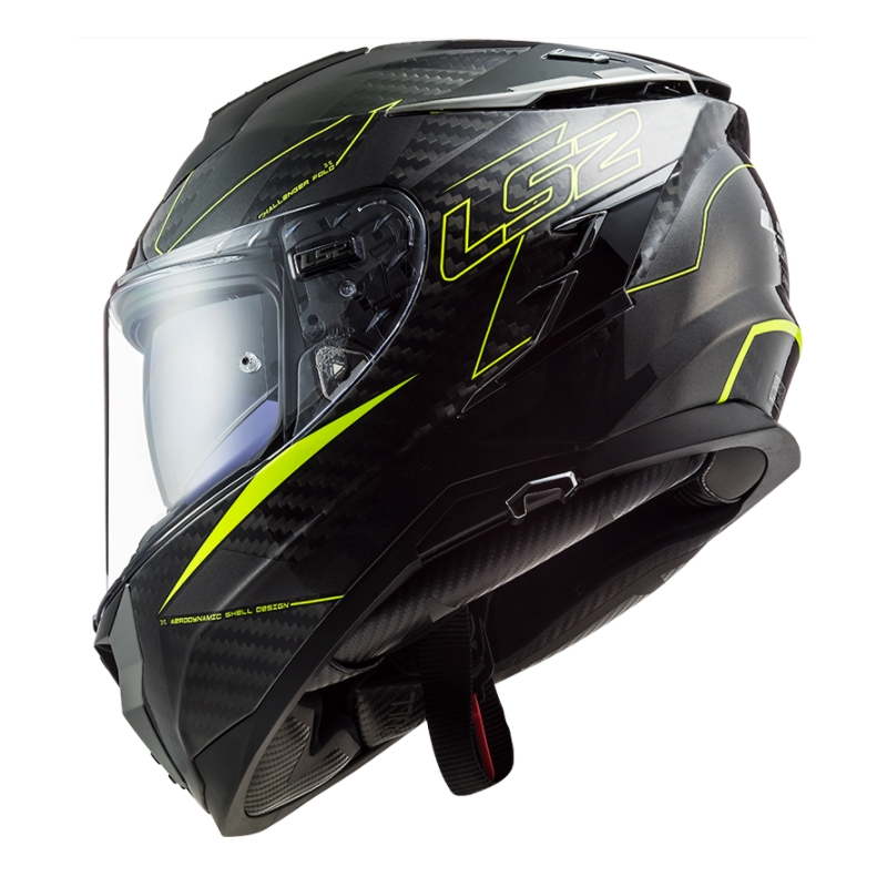 Casco moto integrale LS2 FF327 Challenger CT2 Fold nero-giallo fluo