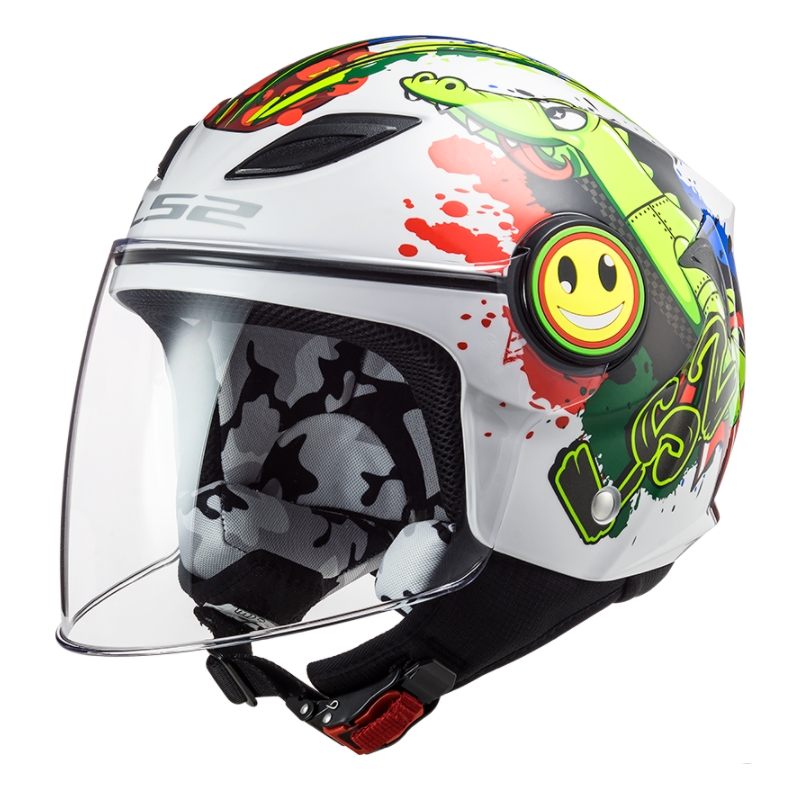 Casco moto aperto per bambini LS2 OF602 Funny Croco bianco
