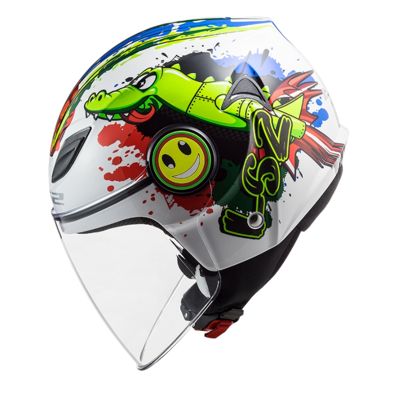 Casco moto aperto per bambini LS2 OF602 Funny Croco bianco
