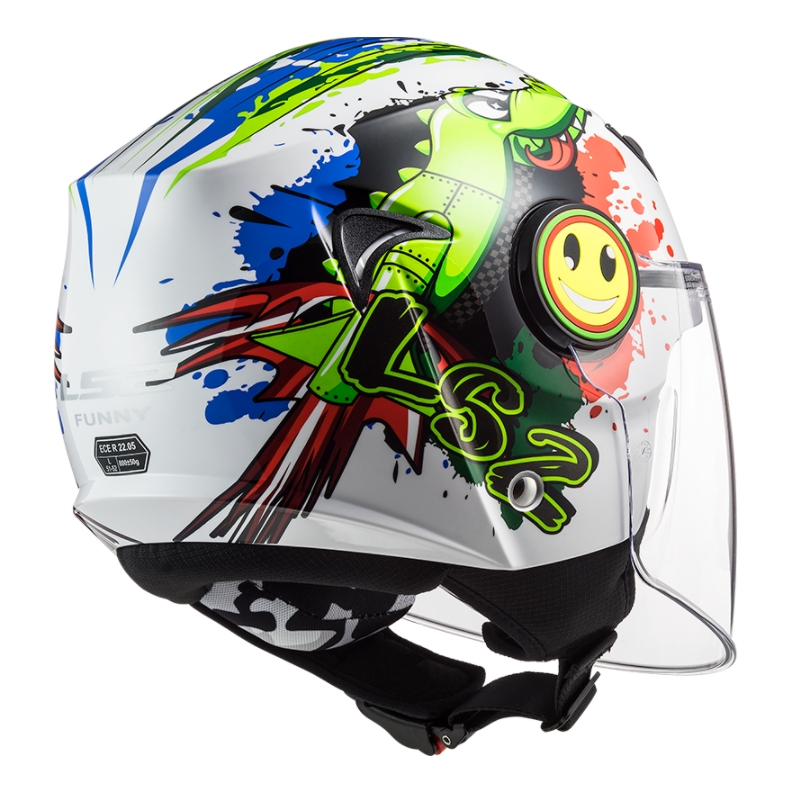 Casco moto aperto per bambini LS2 OF602 Funny Croco bianco
