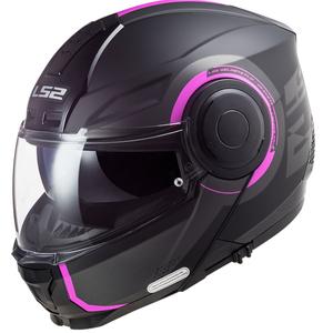 Casco moto ribaltabile LS2 FF902 Scope Arch nero e rosa opaco