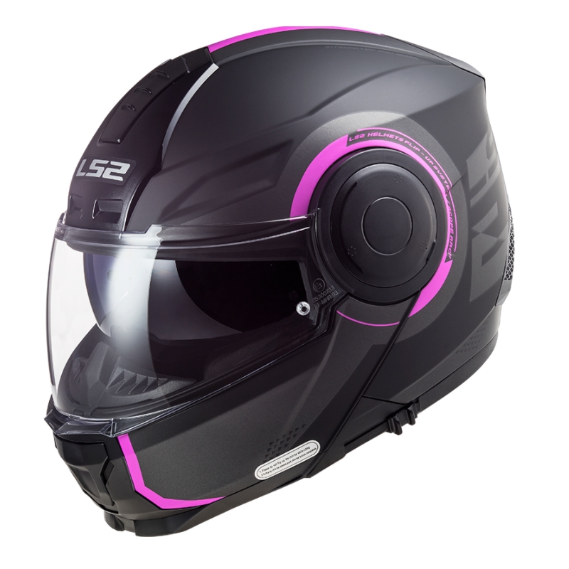 Casco moto ribaltabile LS2 FF902 Scope Arch nero e rosa opaco