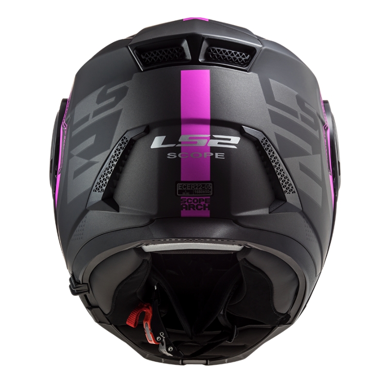 Casco moto ribaltabile LS2 FF902 Scope Arch nero e rosa opaco