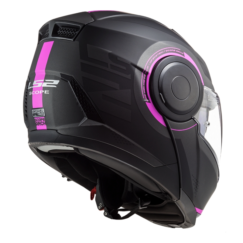 Casco moto ribaltabile LS2 FF902 Scope Arch nero e rosa opaco