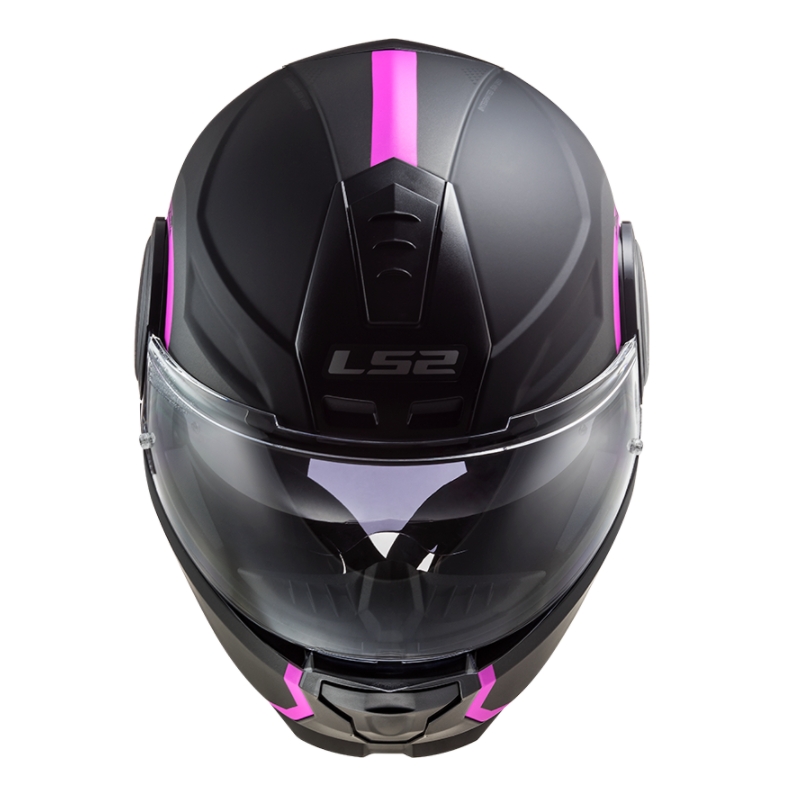 Casco moto ribaltabile LS2 FF902 Scope Arch nero e rosa opaco