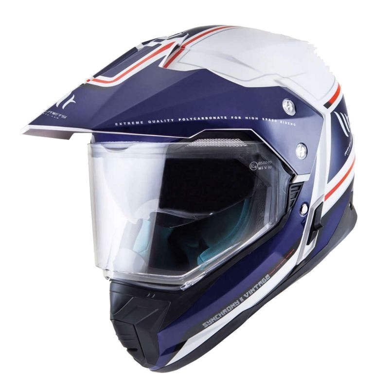 Enduro přilba MT Synchrony Duosport SV Tourer bílo-modro-červená - II. jakost
