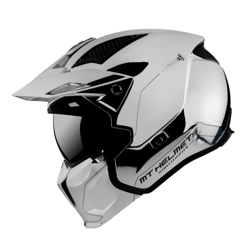 Casco MT Streetfighter SV cromato con visiera aperta Argento Saldi