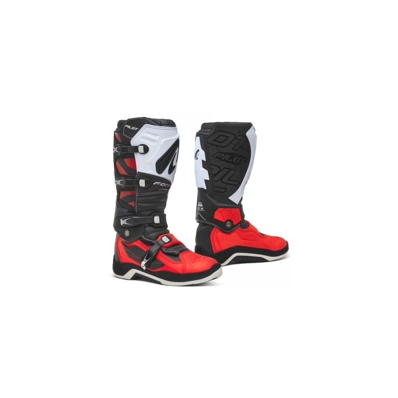 Stivali da moto Forma Pilot nero-bianco-rosso