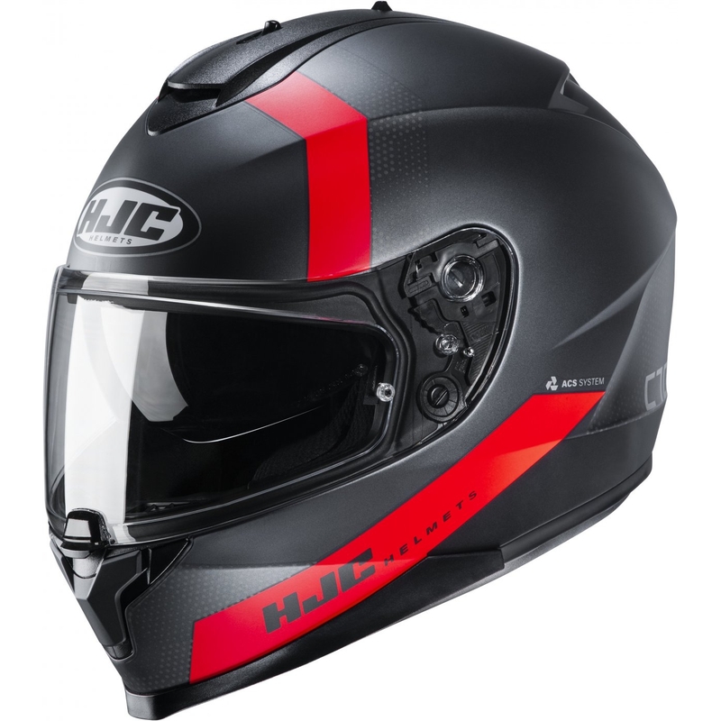 Casco moto integrale HJC C70 Eura MC1SF rosso-grigio
