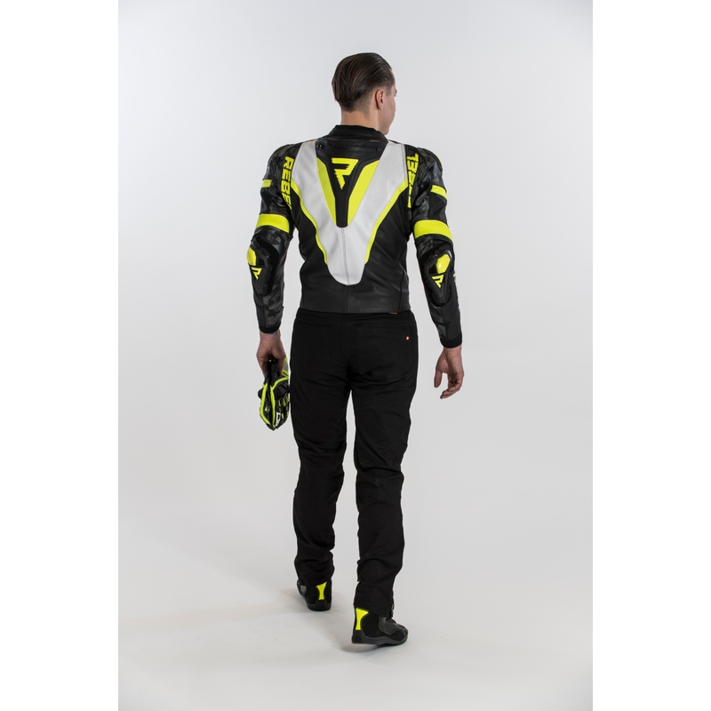 Bunda na motorku Rebelhorn Rebel černo-bílo-fluo žlutá (KOPIE)