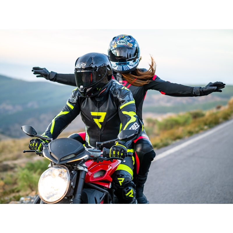 Bunda na motorku Rebelhorn Rebel černo-bílo-fluo žlutá (KOPIE)