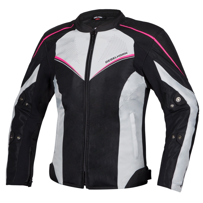 Giacca da moto Rebelhorn Hiflow IV nero-argento-rosa da donna Saldi