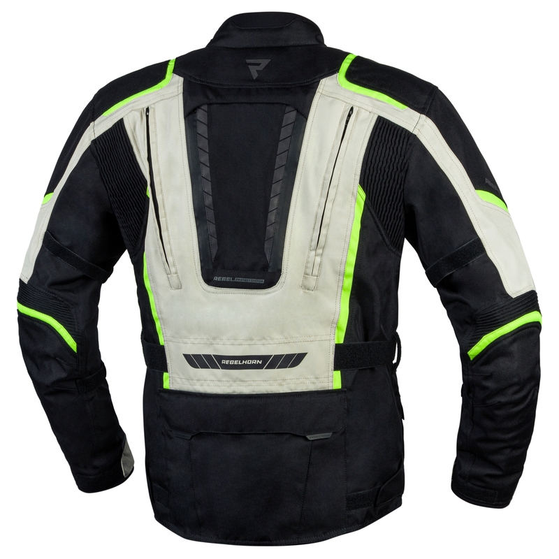 Giacca da moto Rebelhorn Hiker III nero-grigio-giallo fluo Saldi