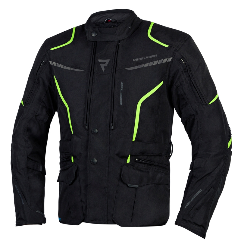 Giacca da moto Rebelhorn Hiker III nero-giallo fluo
