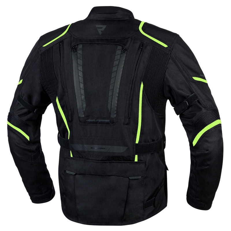 Giacca da moto Rebelhorn Hiker III nero-giallo fluo