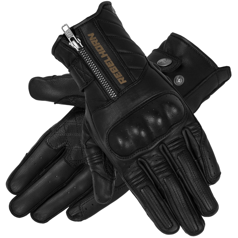 Guanti da moto neri Rebelhorn Hunter Saldi