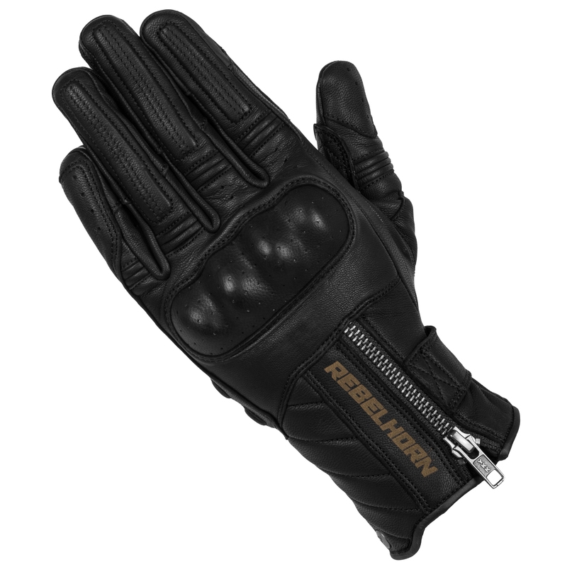 Guanti da moto neri Rebelhorn Hunter Saldi